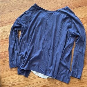 Loft Blue Long Sleeve Top with fun cream blouse back